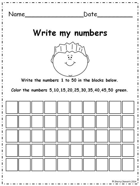 Writing Numbers To 50 Worksheets Writing Numbers Writing Math Work