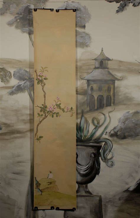 Six Hand Painted Panoramic Wall Paper Panels At 1stdibs