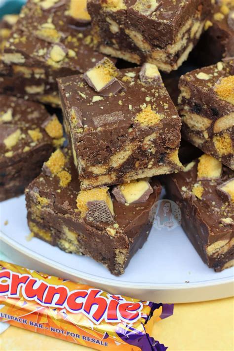 a no bake chocolatey honeycomb crunchie tiffin that you ll want to