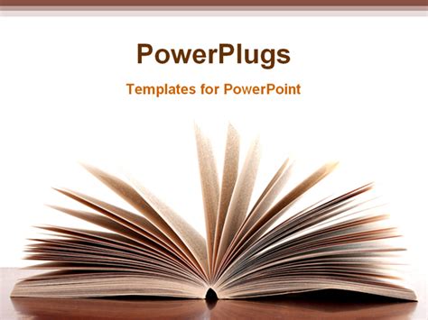 Powerpoint Template Opened Pages Of Book On Desk With White Background
