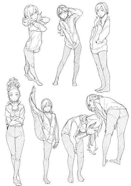 Various Positions For Anime And Manga Girl Poses References Desenho