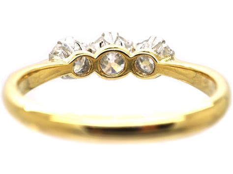 Edwardian 18ct Gold And Platinum Three Stone Diamond Ring 701s The