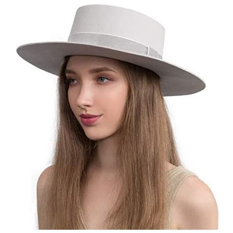 Fedora For Women Wool Felt Boater Hat Flat Toppork Pie Style Wide Brim