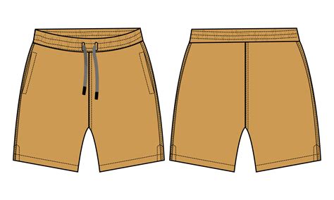 Shorts Pant Technical Fashion Flat Sketch Vector Illustration Template