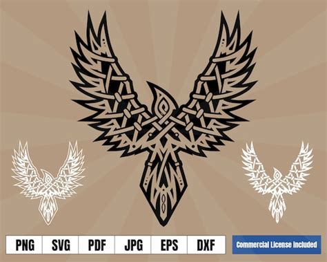 Celtic Raven Viking Tattoo Logo Art Svg Png Vector For Etsy