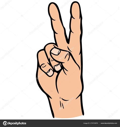 Hand Peace Sign Cartoon Illustration Hand Holding Peace Sign Stock