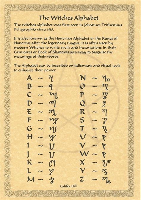 Theban Script A4 Document Witchcraft~ritual~spells~wiccan Witches