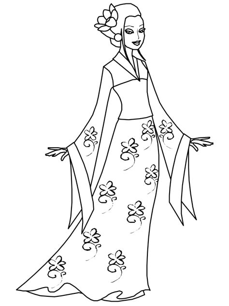 kimono japan coloring pages coloring page book
