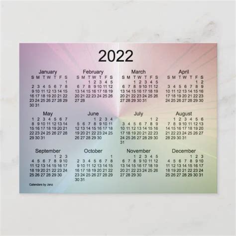 2022 Fog Shimmer Mini Calendar By Janz Postcard Zazzle