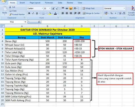 Cara Membuat Rumus Pengurangan Otomatis Di Excel Gini Caranya