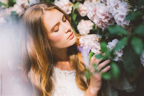 Woman Among Flowers By Stocksy Contributor Marija Savic Stocksy