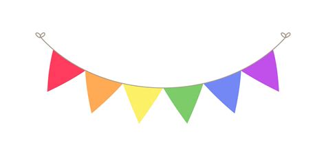 Rainbow Pennant Garland Bunting Divider Simple Vector Illustration