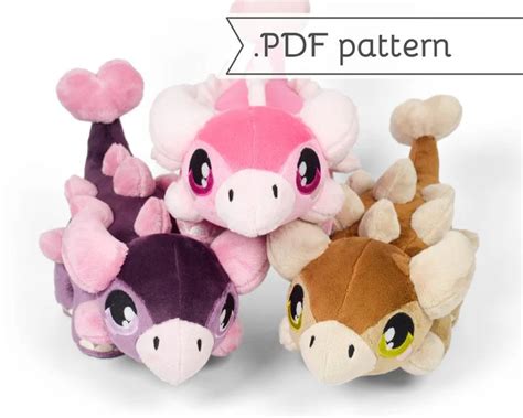 Ankylosaurus Dinosaur Plush Sewing Pattern Pdf Tutorial Etsy