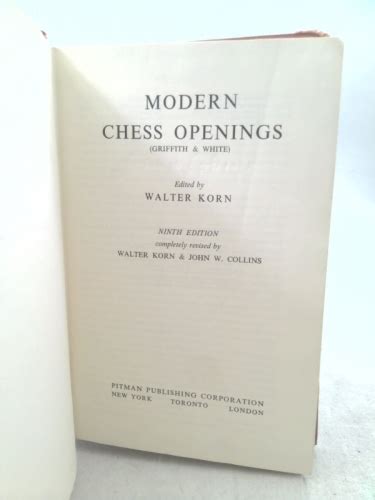 Modern Chess Openings 9th Ed By Walter Korn John W Collins Fair