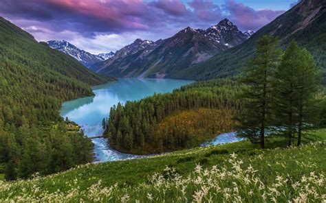 Download Wallpapers Mountain River Evening Sunset Mountain Landscape