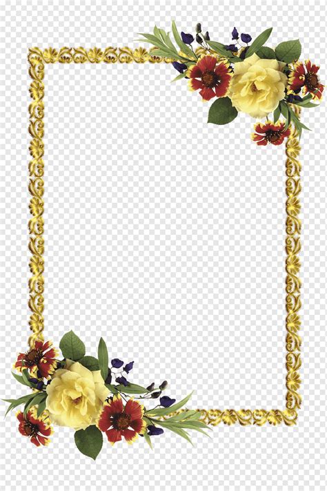 Yellow And Red Floral Frame Template Paper Frames Flower Flower Frame