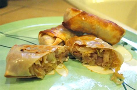 Dip your finger in the water and moisten the corners of the egg roll. Crown Hill: Baked Egg Rolls