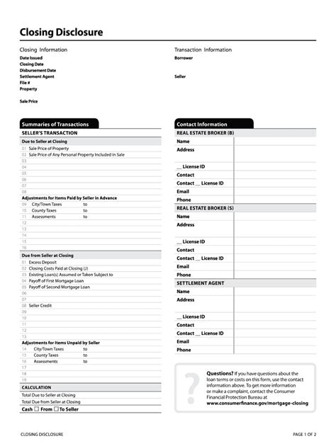 Free Fillable Closing Disclosure Form Printable Forms Free Online