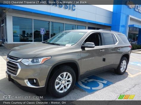 Stone Gray Metallic 2020 Chevrolet Traverse Lt Awd Jet Black