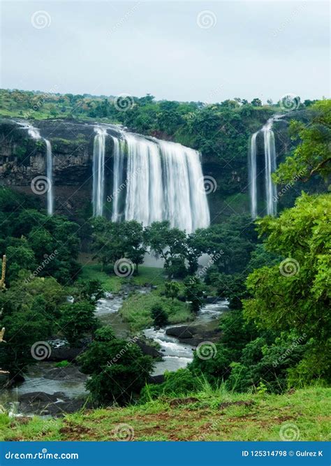 Great Waterfall Of India In The Forest Stock Photo Image Of Fall