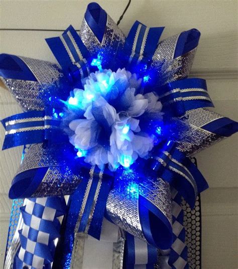 Cy Creek Homecoming Mum With Led Lights Blue Silver Ready To Ship
