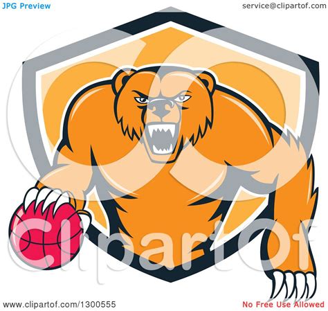 Clipart Of A Cartoon Roaring Angry Grizzly Bear With A