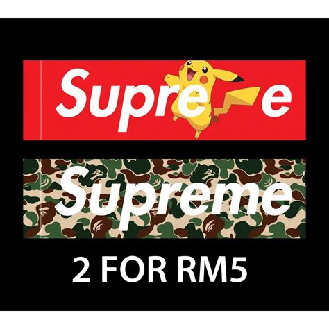 Pikachu And Bape Camo Supreme Box Logo Vinyl Stickers Shopee Philippines