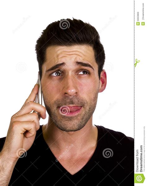 Young Man Is Talking On The Telephone Stock Photo Image Of Black