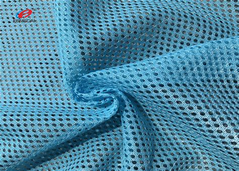 Dry Fit Blue Colour Athletic Mesh Fabric 100 Polyester 100gsm For