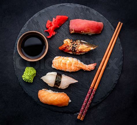 Sushi Sashimi Set Closeup Stock Image Colourbox