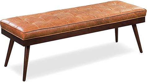 Poly And Bark Luca Leather Modern Bench Seat Cognac Tan Modern Bench Seat Leather Bench