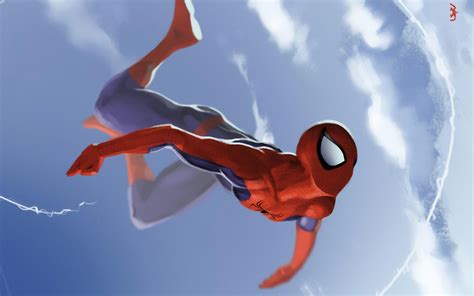 Spiderman Falling Wallpaper 4k
