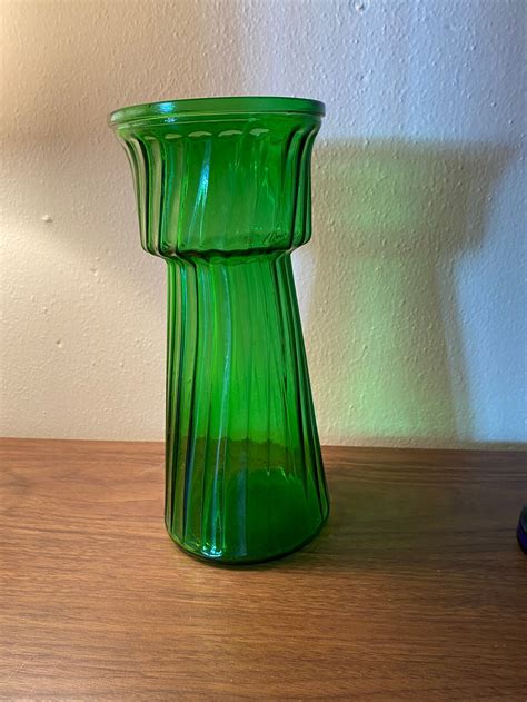 Tall Green Glass Vase Etsy