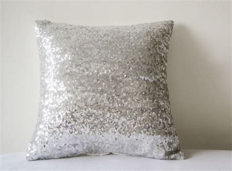 Shiny Silver Sequin Pillow Cover Silver Decorative Pillow Etsy