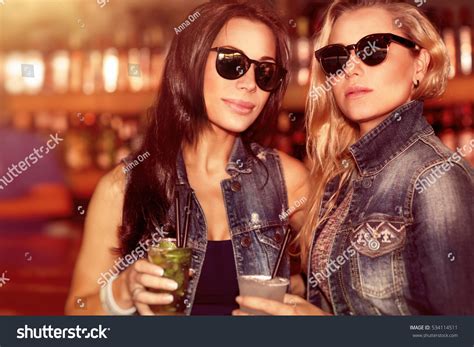 Two Gorgeous Women Refreshing Drinks Having Stock Photo Shutterstock
