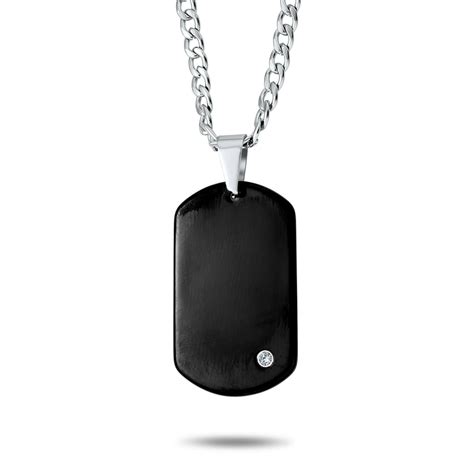 Bling Jewelry Personalized Simple Basic Mens Engravable Black Dog Tag