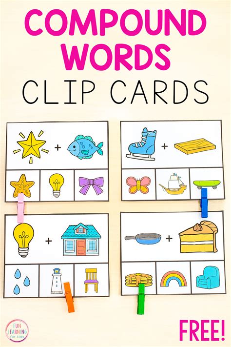 Compound Word Clip Cards Free Printable