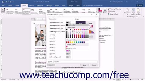 Word 2016 Tutorial Customizing Theme Colors Microsoft Training Youtube