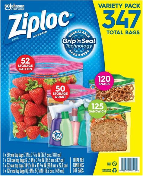 Ziploc Gallon Quart Snack Sandwich Bags Variety Bags Amazon Com Mx Hogar Y Cocina