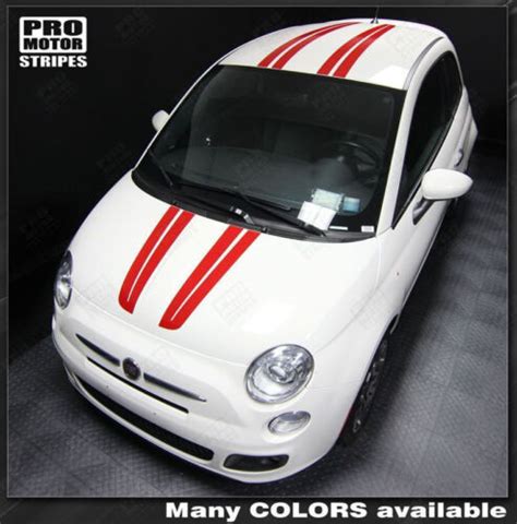 Fiat 500 Hood And Roof Double Stripes Decals 2012 2013 2014 2015 Pro