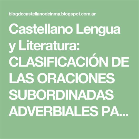 Castellano Lengua Y Literatura ClasificaciÓn De Las Oraciones