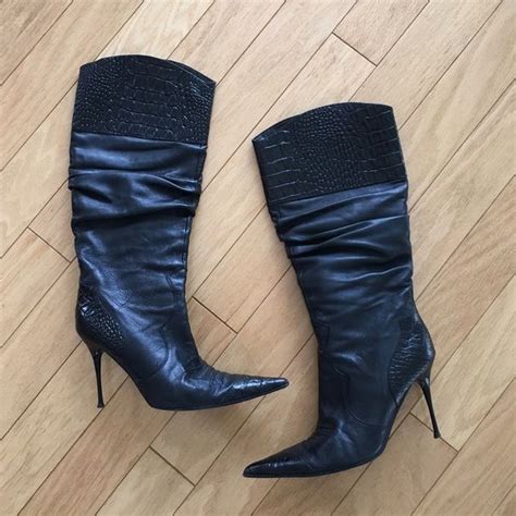 aldo black leather stiletto knee high boots knee high boots boots stiletto