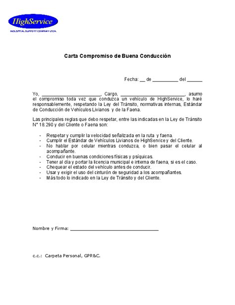 Ejemplo De Carta Compromiso De Trabajo Modelo De Informe