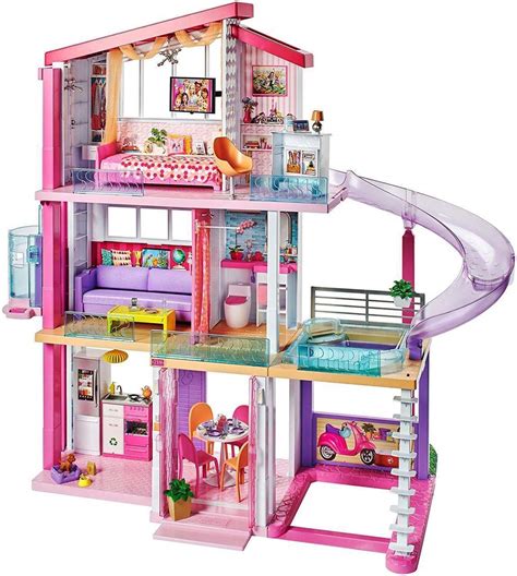 buy barbie estate dreamhouse adventures large three story dolls house pink with transforming