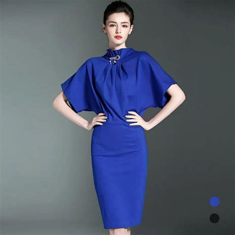 Buy Summer Office Dress Sexy Dress Chiffon Half Height Neck Batwing Sleeve