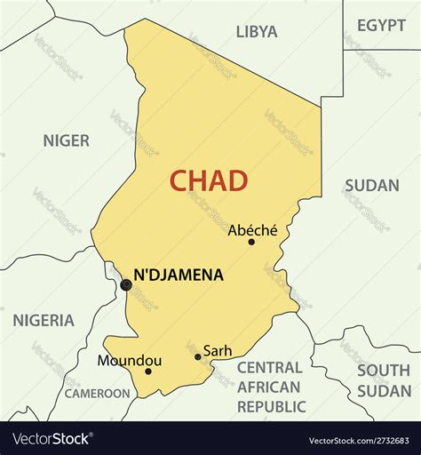 Republic Of Chad Map Royalty Free Vector Image