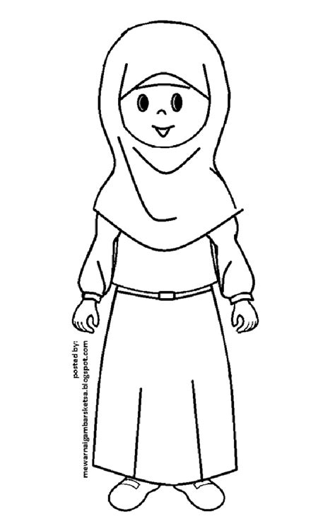 Gambar Mewarnai Gambar Anak Soleha Memakai Baju Muslim Kartun Muslimah