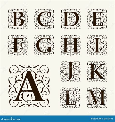 Vintage Set Capital Letters Monograms And Font Cartoon Vector