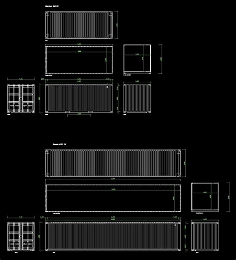 Containers 20 And 40 Ft Dwg Plan For Autocad Designs Cad