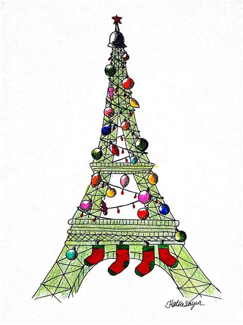Eiffelchristma Christmas Illustration Christmas In Paris Christmas Art